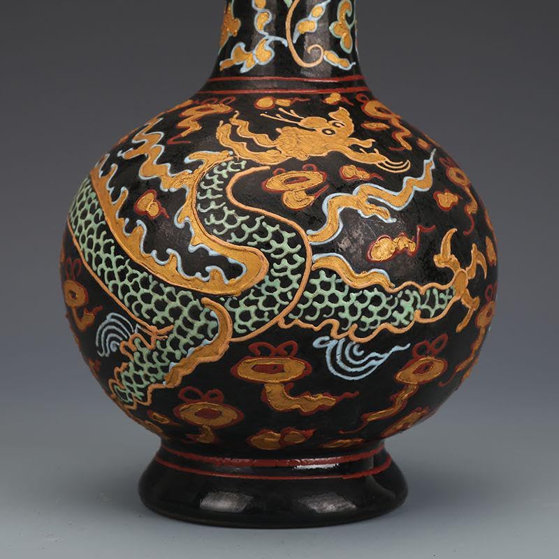 宋汝窯 龍紋 賞瓶 景徳鎮 花瓶 陶磁器 装飾品 工芸品 美術品 置物